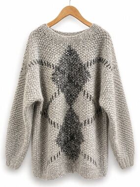 GEOFFREY BEENE Alpaca Rabbit Hair Wool Chunky Oversized Sweater M